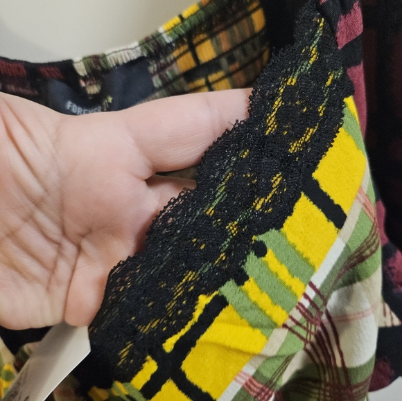 Forever 21 Multi Plaid V Neck Dress - Picture 6 of 9